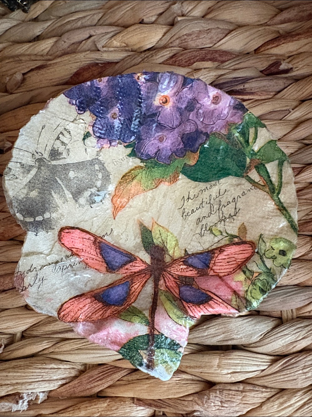 Handcrafted Dragonfly Seashell Accent Jewelry dish